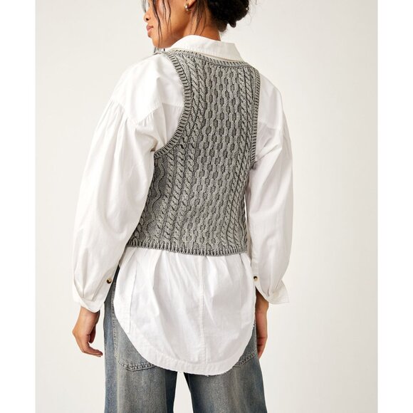 FREE PEOPLE High Tide Cable Tank / Black - Picture 3 of 15